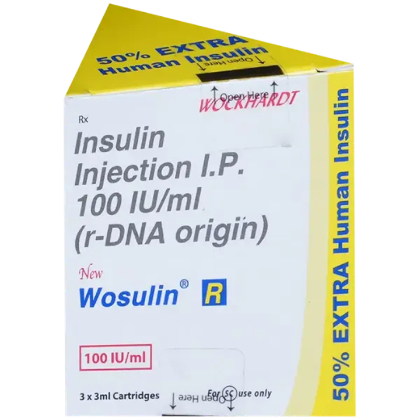 New Wosulin R 100IU/ml Injection 3ml Each